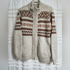 Vtg, Rabsido Beige and Brown Zip-Up Sweater.